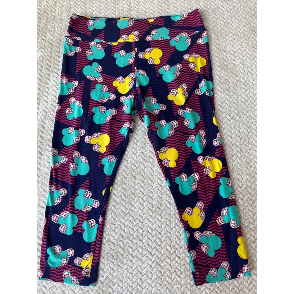 LuLaRoe Disney Mickey Mouse Leggings Tall & Curvy Multi Color Navy Blue